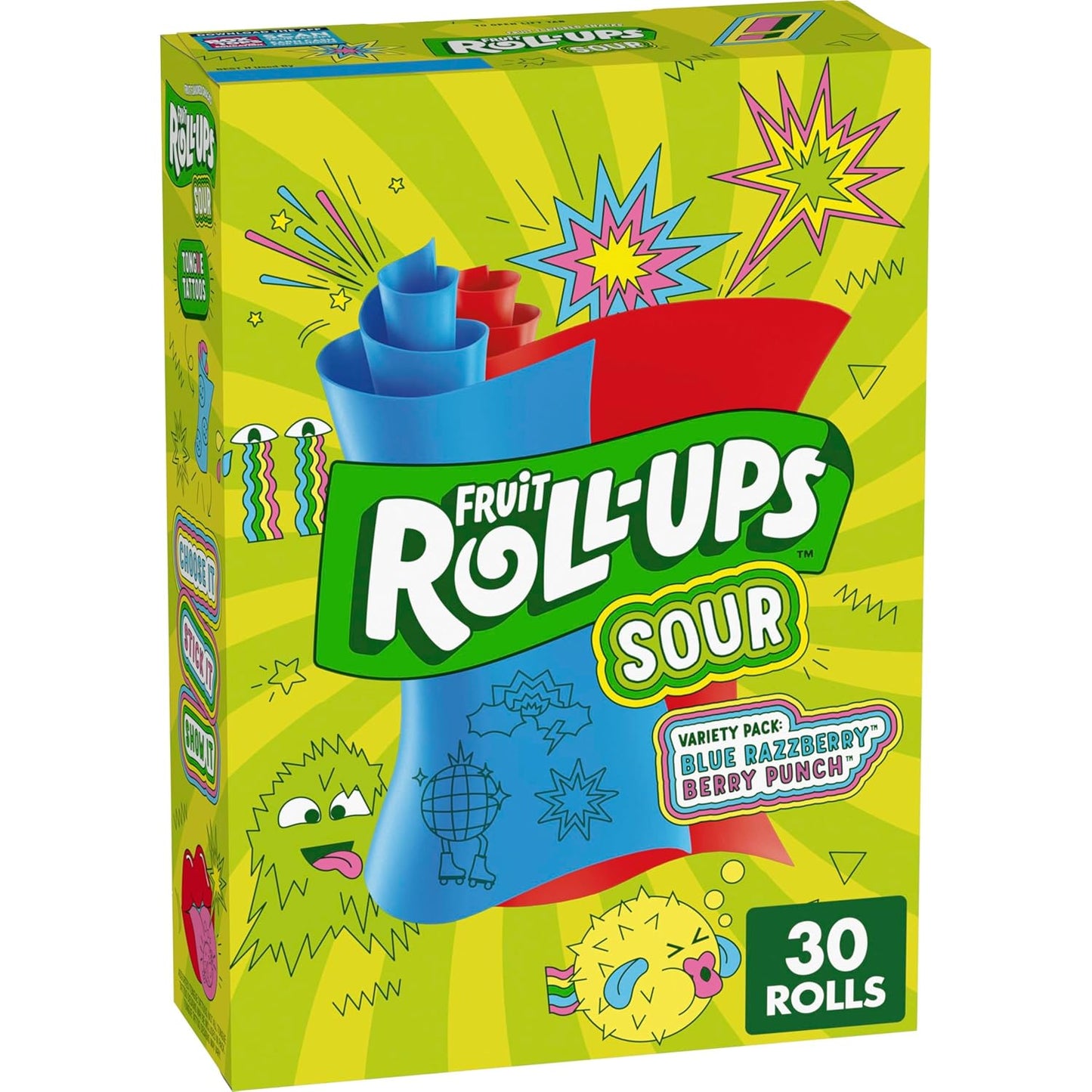 30-count variety pack with two sour flavors (blue razzberry and berry punch); also available in 10-count
