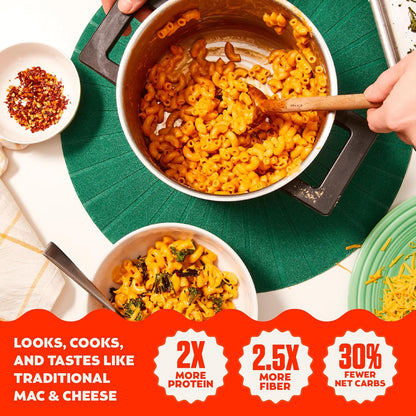 30% fewer carbohydrates compared to standard wheat mac and cheese
