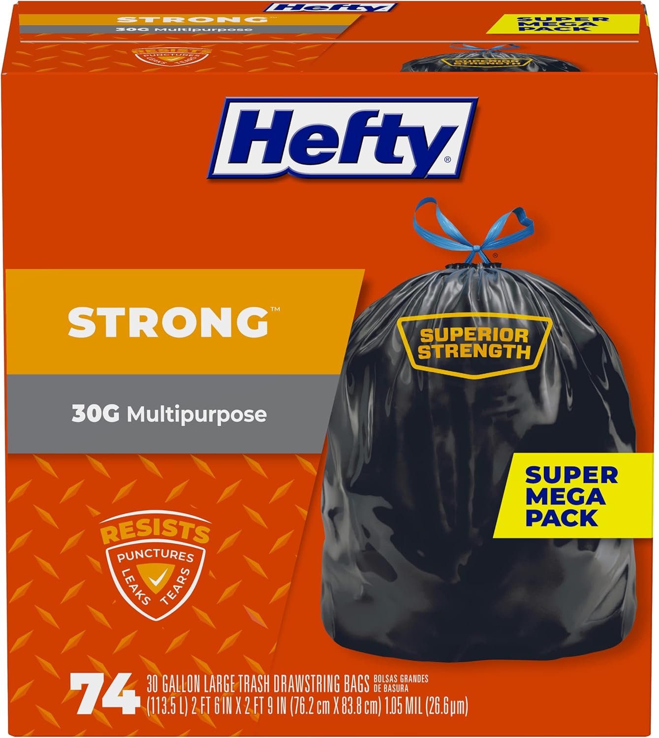 30 gallon large capacity per bag
