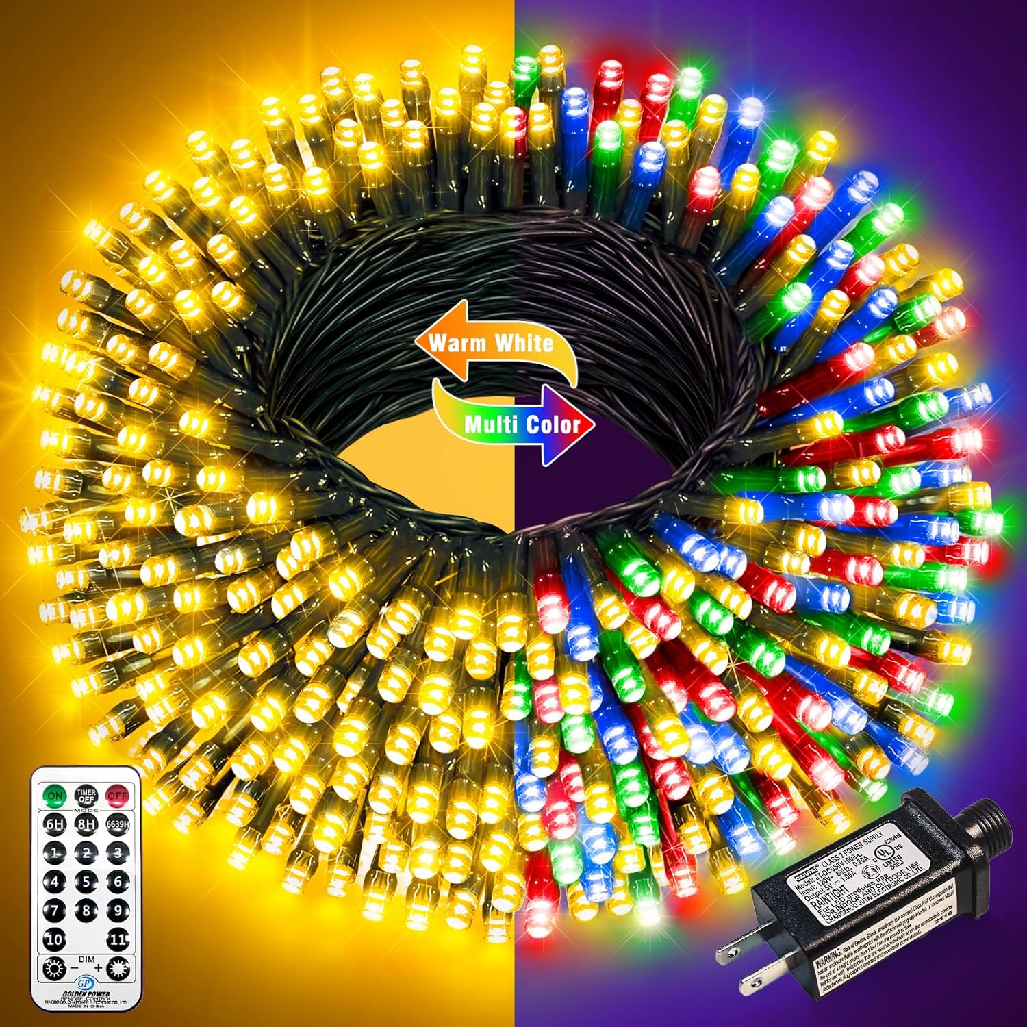 300 led count on 98.5ft string plus 10ft extension cable (scaling variants: 200/600/800/1000 leds on 66–328ft)