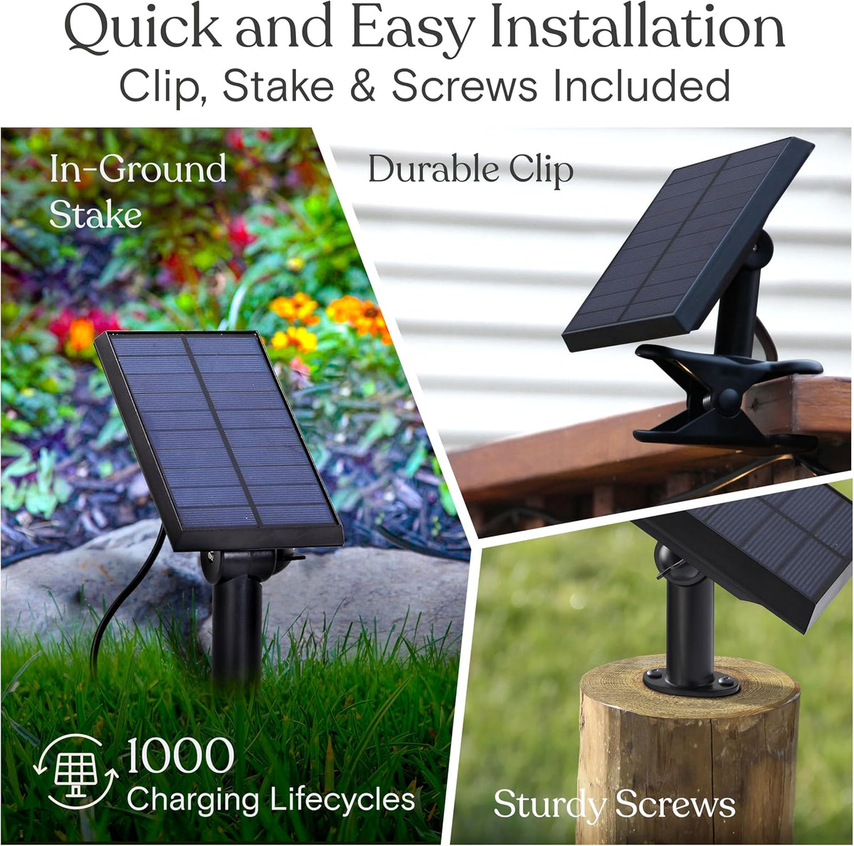 3000k soft white 1w leds rated for 20,000 hours, delivering 5-6 hours of light per full solar charge