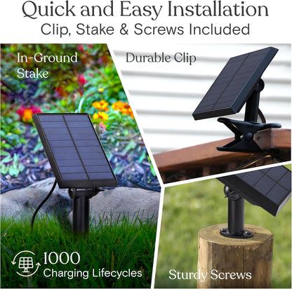 3000k soft white 1w leds rated for 20,000 hours, delivering 5-6 hours of light per full solar charge