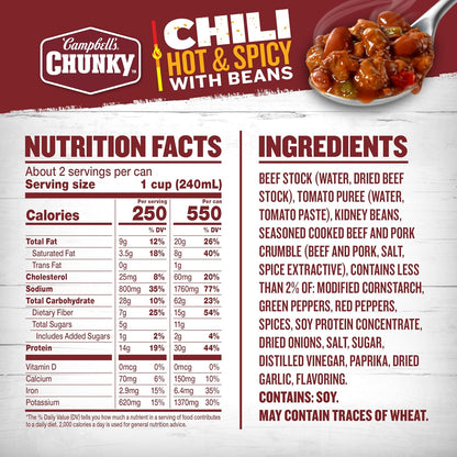 30g protein content per can from beef, pork, and beans