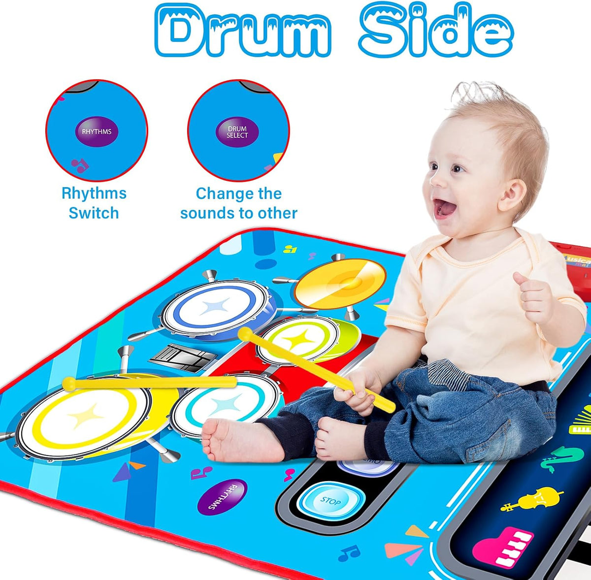 31.5 x 19.6 inch soft fabric mat made from eco-friendly, baby-safe material