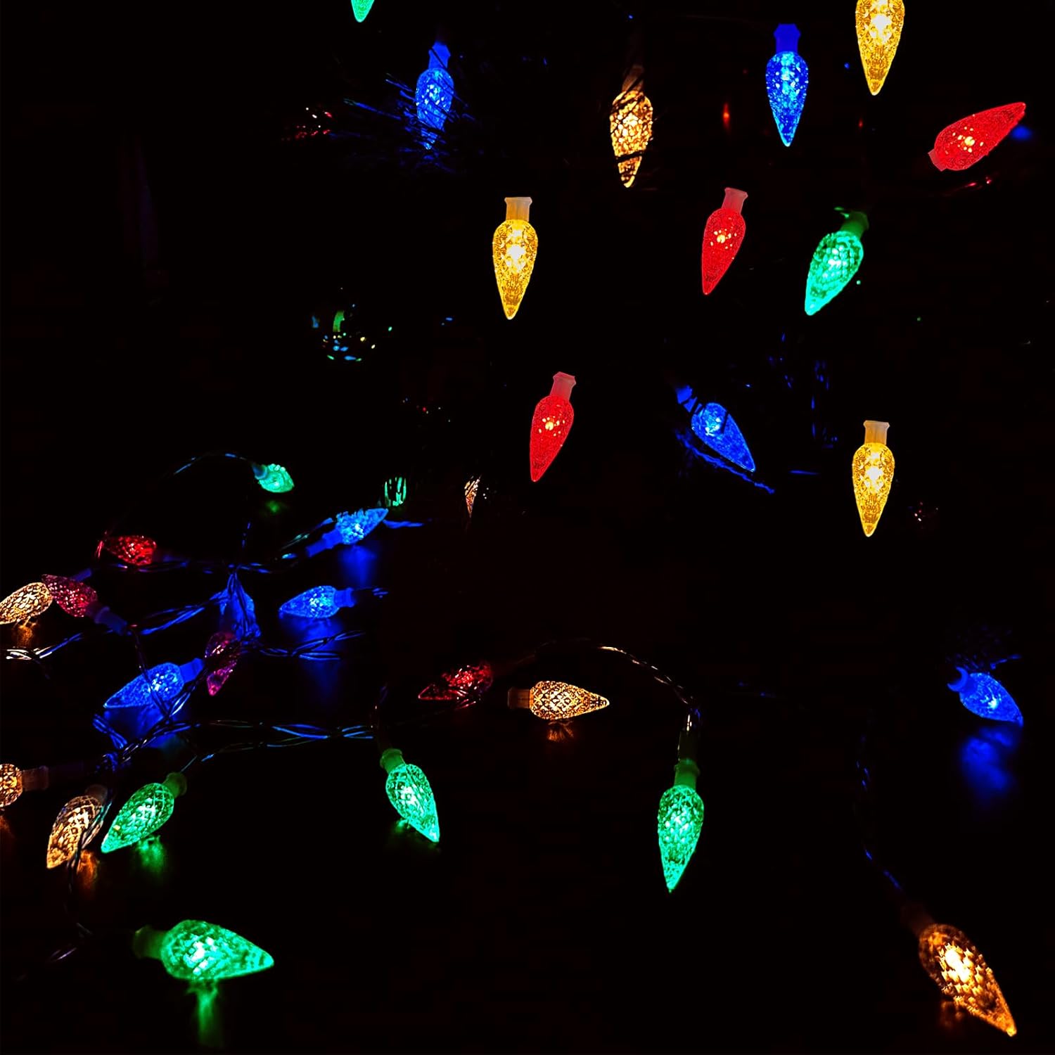 32.8 ft total string length, available in 50-led and 100-led counts and in multicolor or warm white