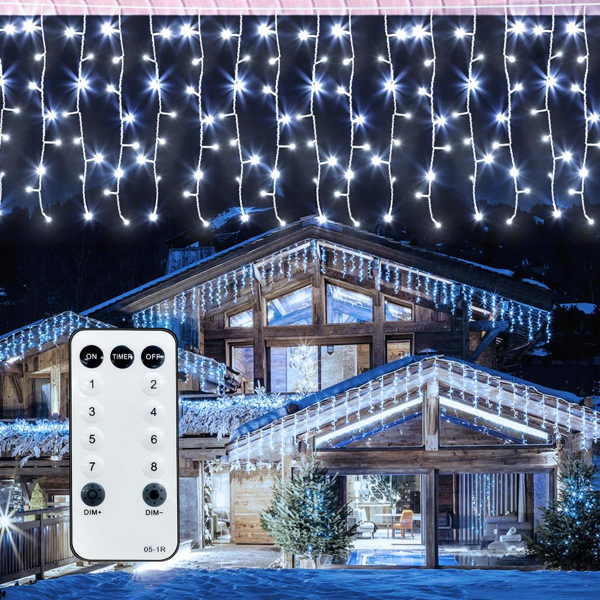32.8ft strand with 75 drops and 400 leds spaced 0.3ft apart for high-density coverage