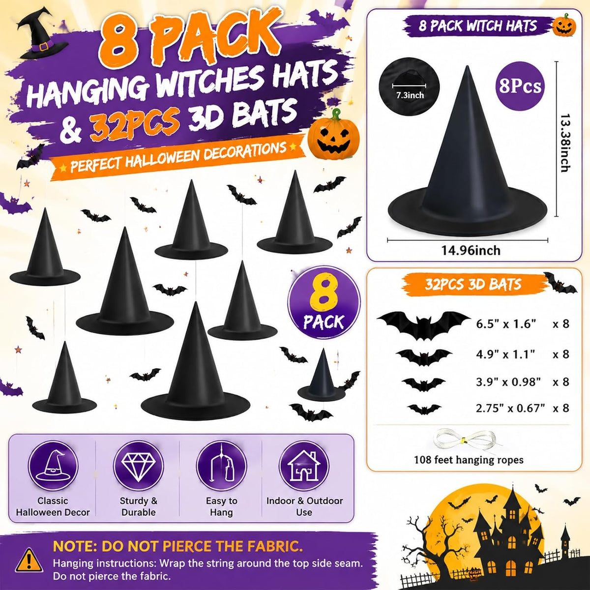 32-piece 3d dimensional bat decorations