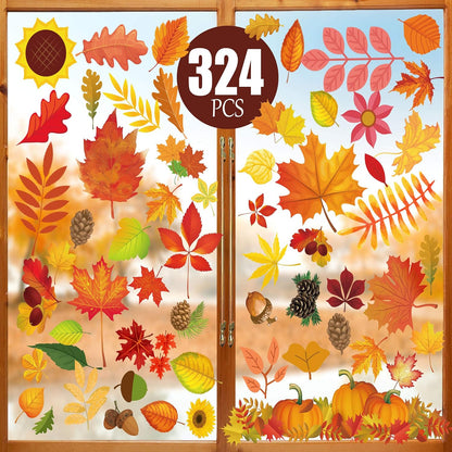 324-piece set with maple leaves, mushrooms, sunflowers, and wheat motifs