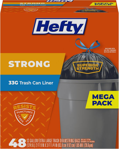 33-gallon extra-large capacity sized for standard curbside carts and oversized kitchen cans