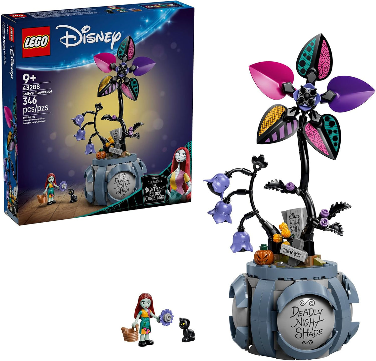 346-piece interlocking brick set with 2 minifigures (sally and a little black cat)