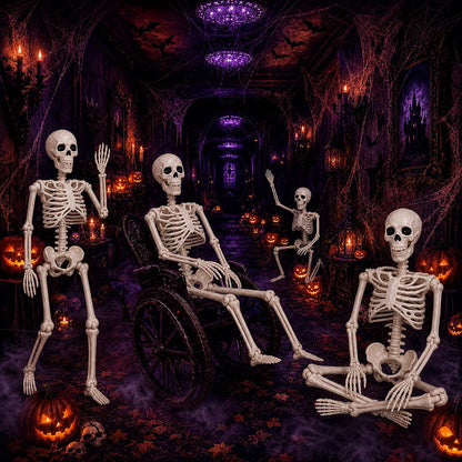 Abakuku 2 Pack 36" Halloween Skeleton Props for Driveway Entryway Trick-or-Treaters and Neighborhood Family Halloween Events