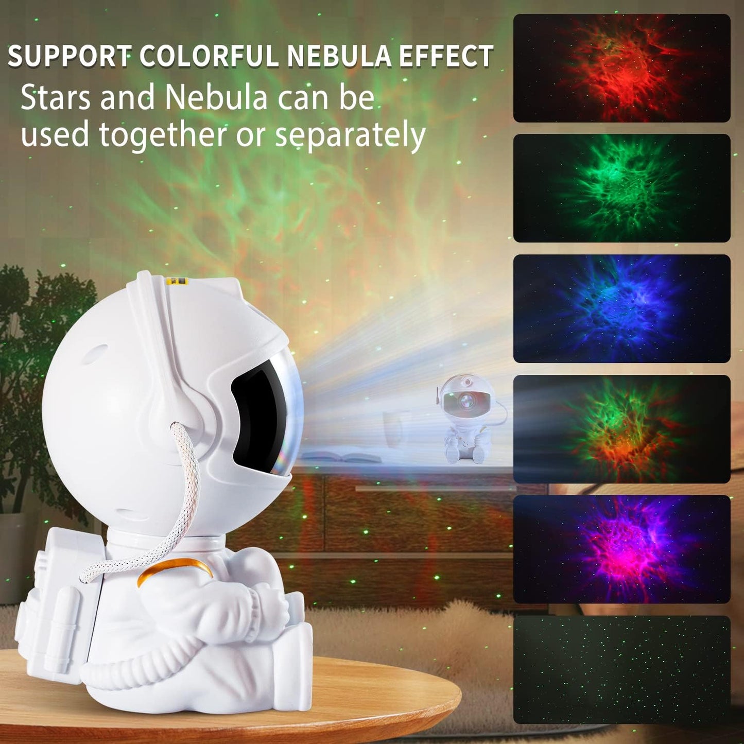 360-degree rotatable astronaut head for adjustable projection angle