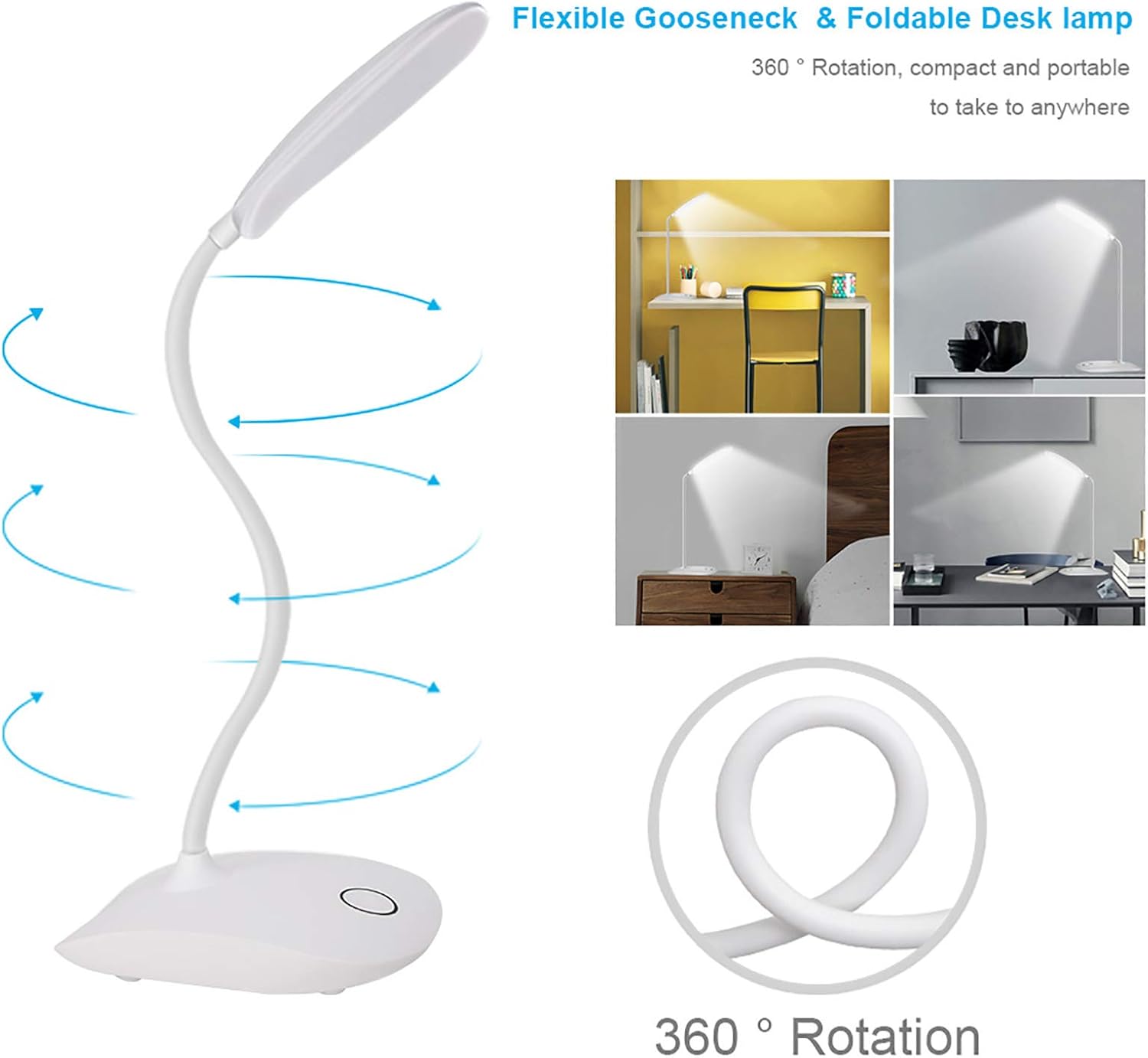 360° flexible gooseneck for precise light direction