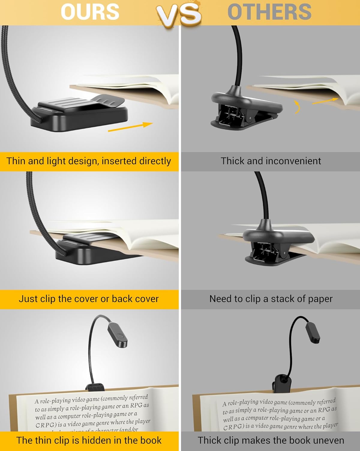 360° flexible gooseneck with non-slip padded clip