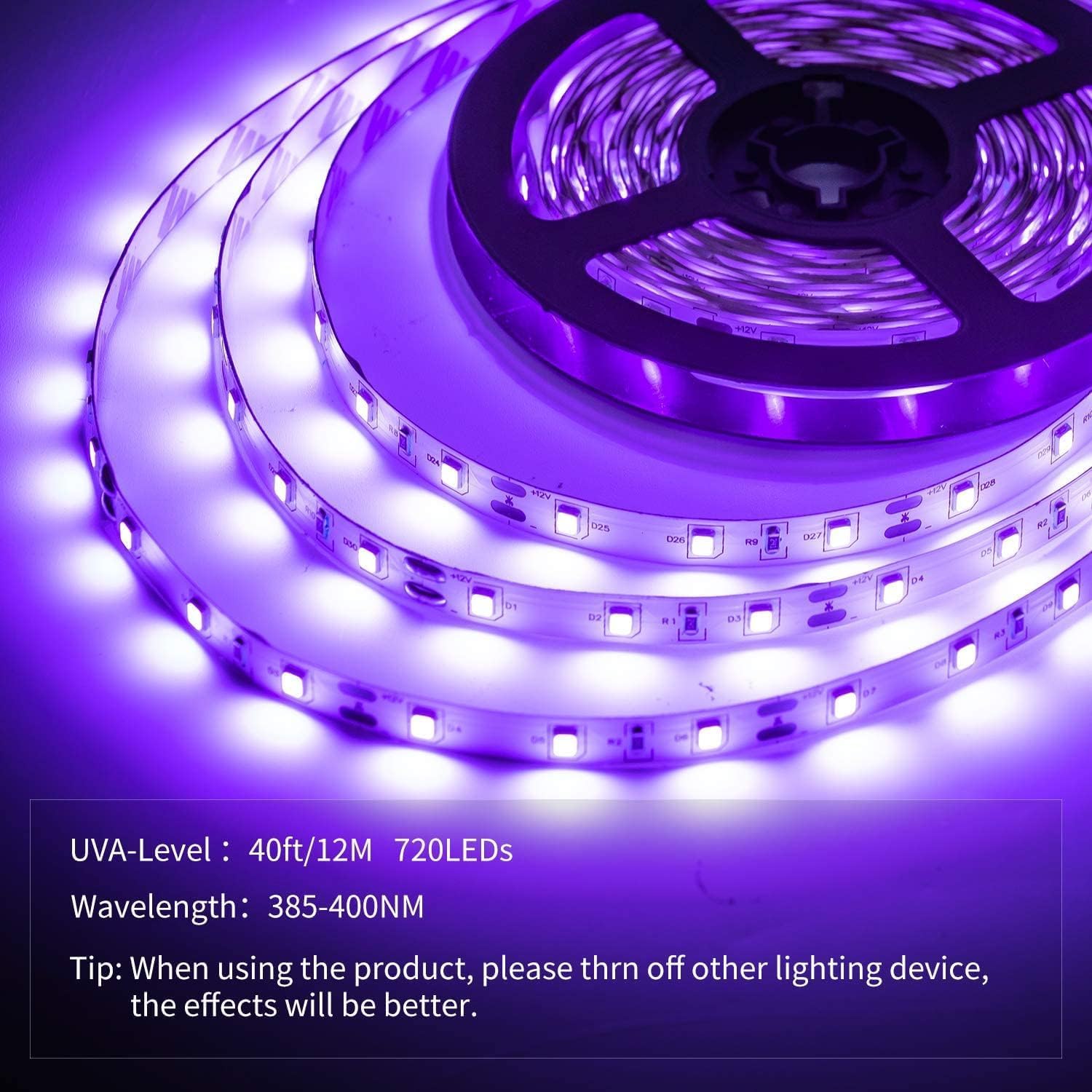 385-400nm uva wavelength, human-safe blacklight output