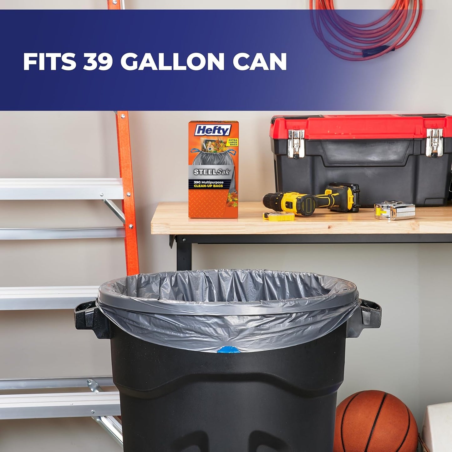39 gallon large capacity sized for big cleanup jobs