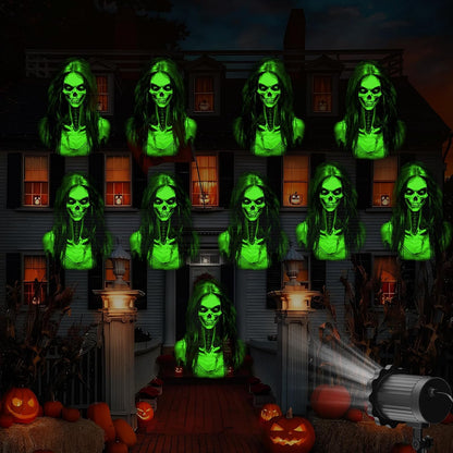 Halloween Projector 3D Skull, Holiday Gift for Women, Moms, and Halloween Enthusiasts for Bedroom, Yard, and Garage Displays