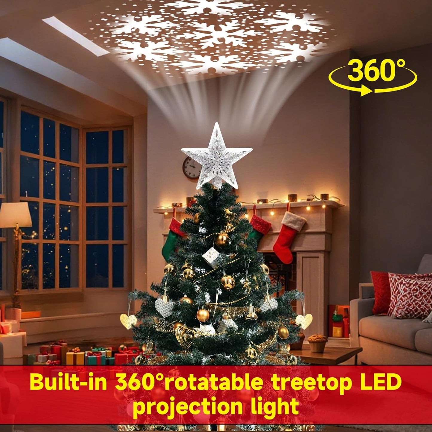 3d hollow star body covered in flashing glitter powder for warm holiday glow