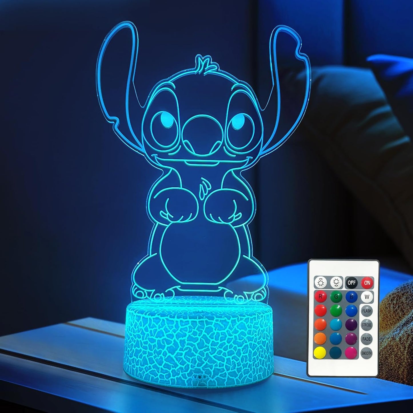 3d optical illusion acrylic panel with character artwork (stitch or kitty variants)