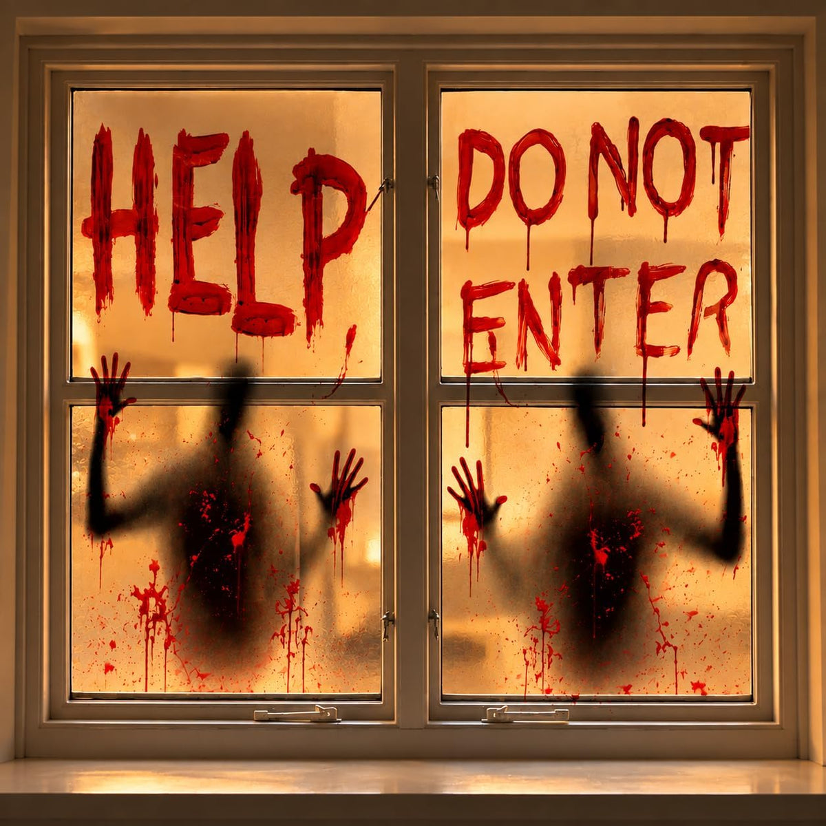 No Adhesive Halloween Window Clings – Safe Reusable Bloody Static Cling Posters, 2 Pack 60x60 Inch Decor with Zero Glass Damage