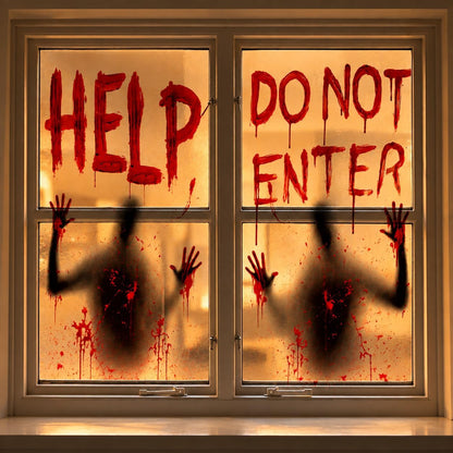 No Adhesive Halloween Window Clings – Safe Reusable Bloody Static Cling Posters, 2 Pack 60x60 Inch Decor with Zero Glass Damage