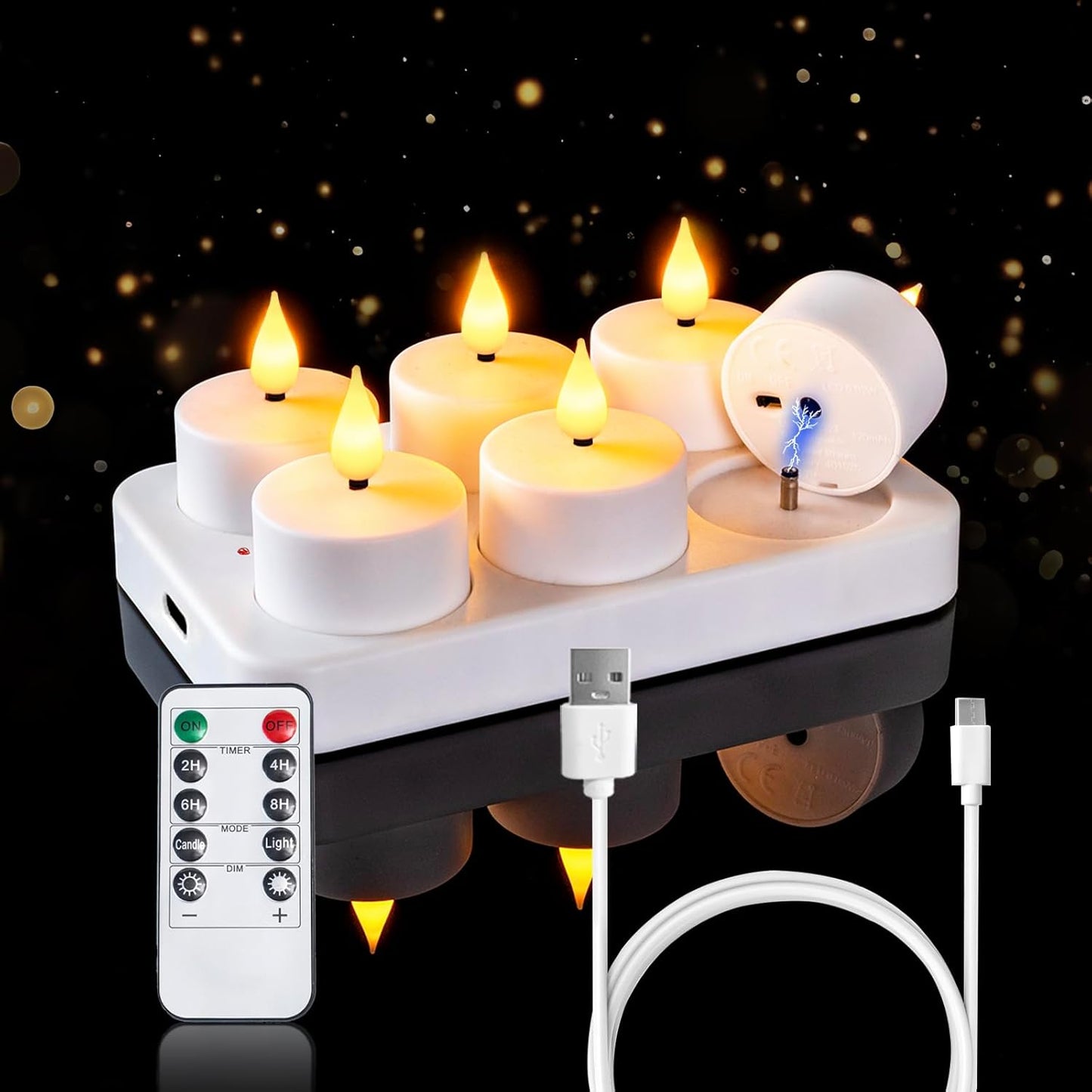 3d wick design that simulates a realistic flickering candle flame