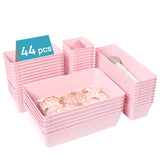 Vtopmart 44 PCS Clear Plastic Drawer Organizers Set, Stylish Bathroom and Bedroom Drawer Trays to Refresh Your Home Look