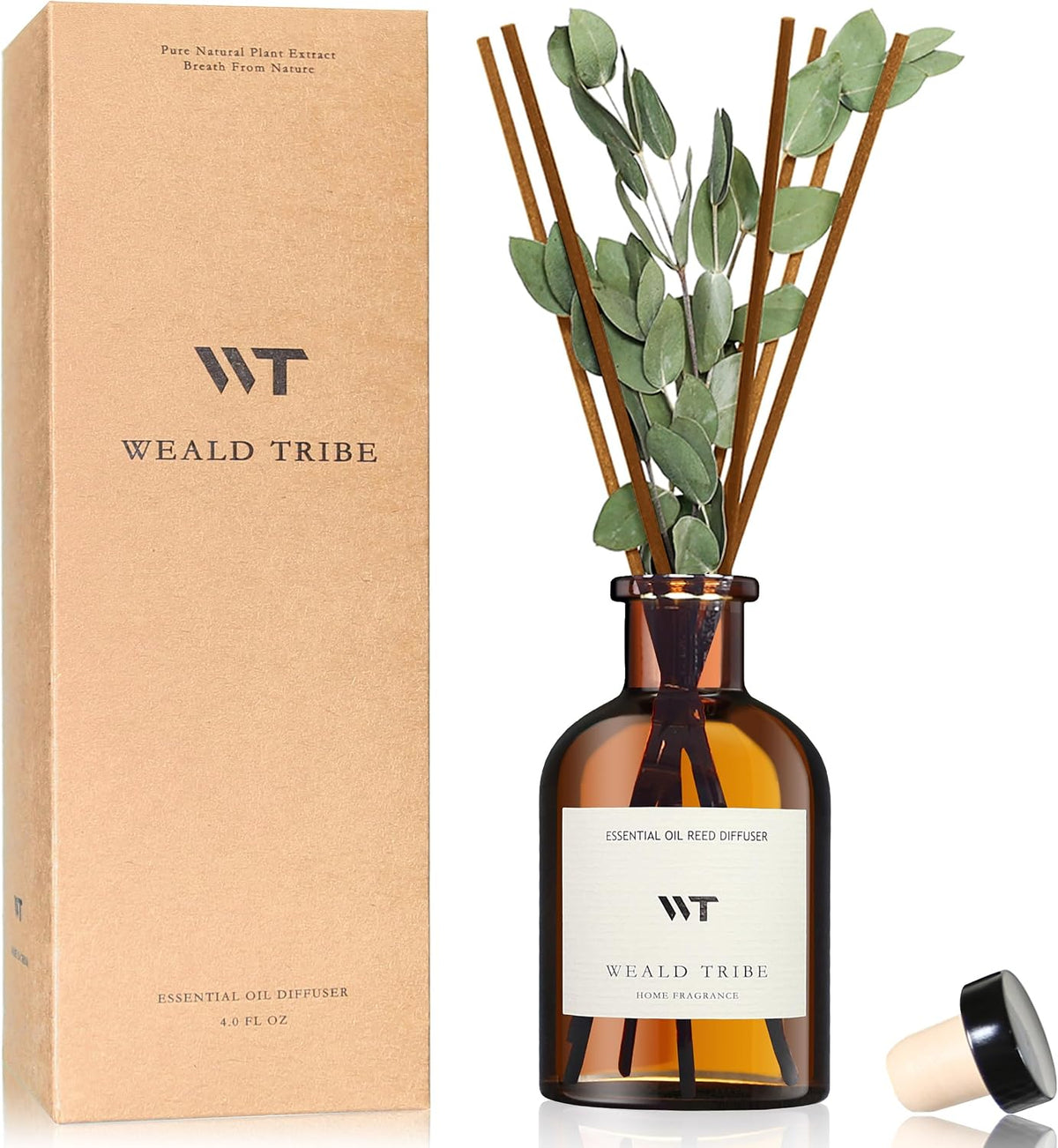 4.0 fl oz lead-free glass round bottle with integrated dried-flower arrangement