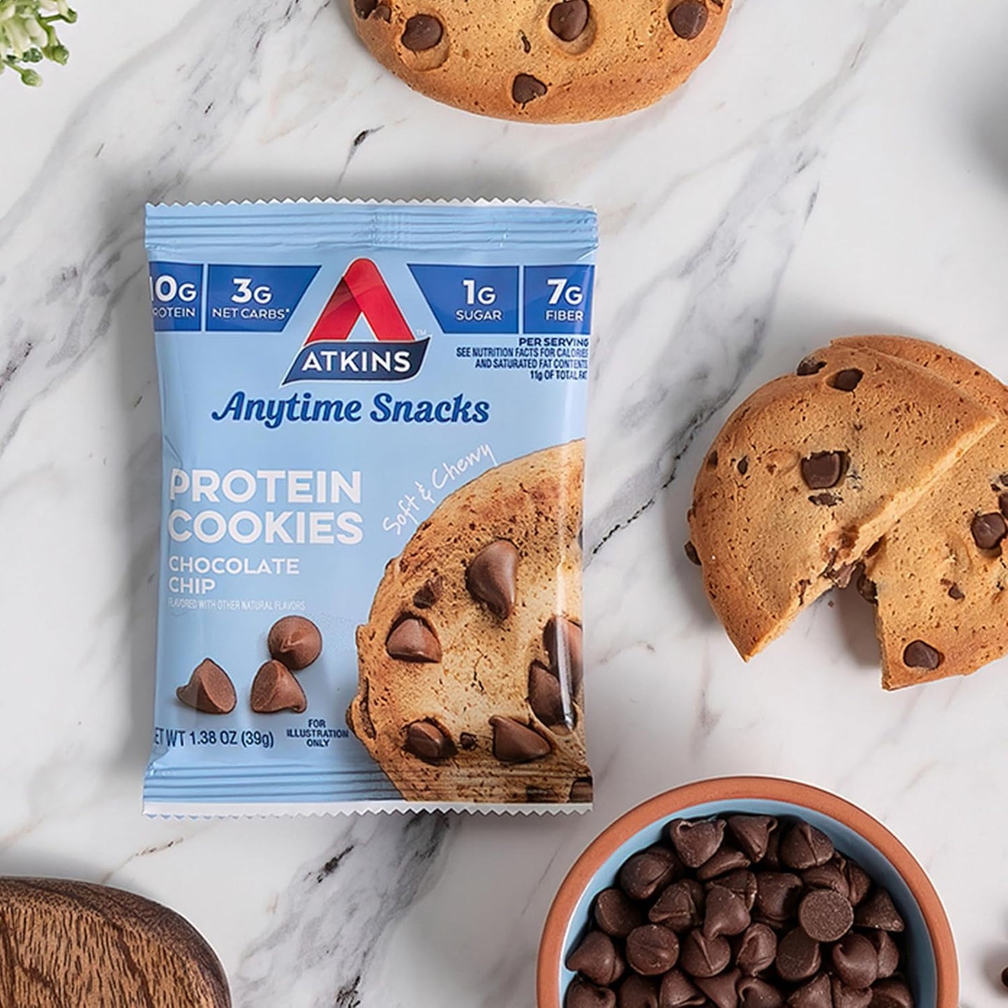 4-count carton with individually wrapped 1.38oz cookies for portion control and portability