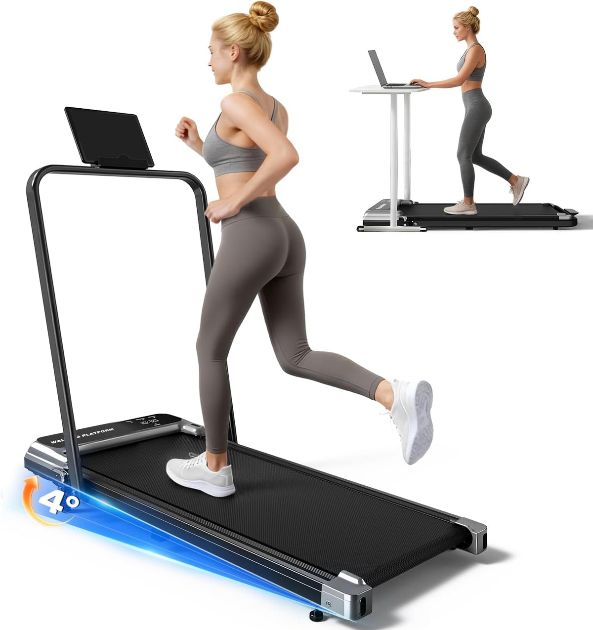 4-degree manually adjustable incline for elevated calorie burn