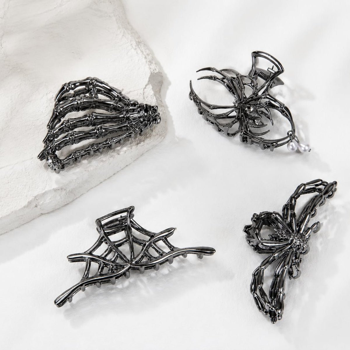 MISS LVA Halloween Hair Clip Bundle – Last-Minute Valentine's Gift for Her, Gothic Style Hair Accessories