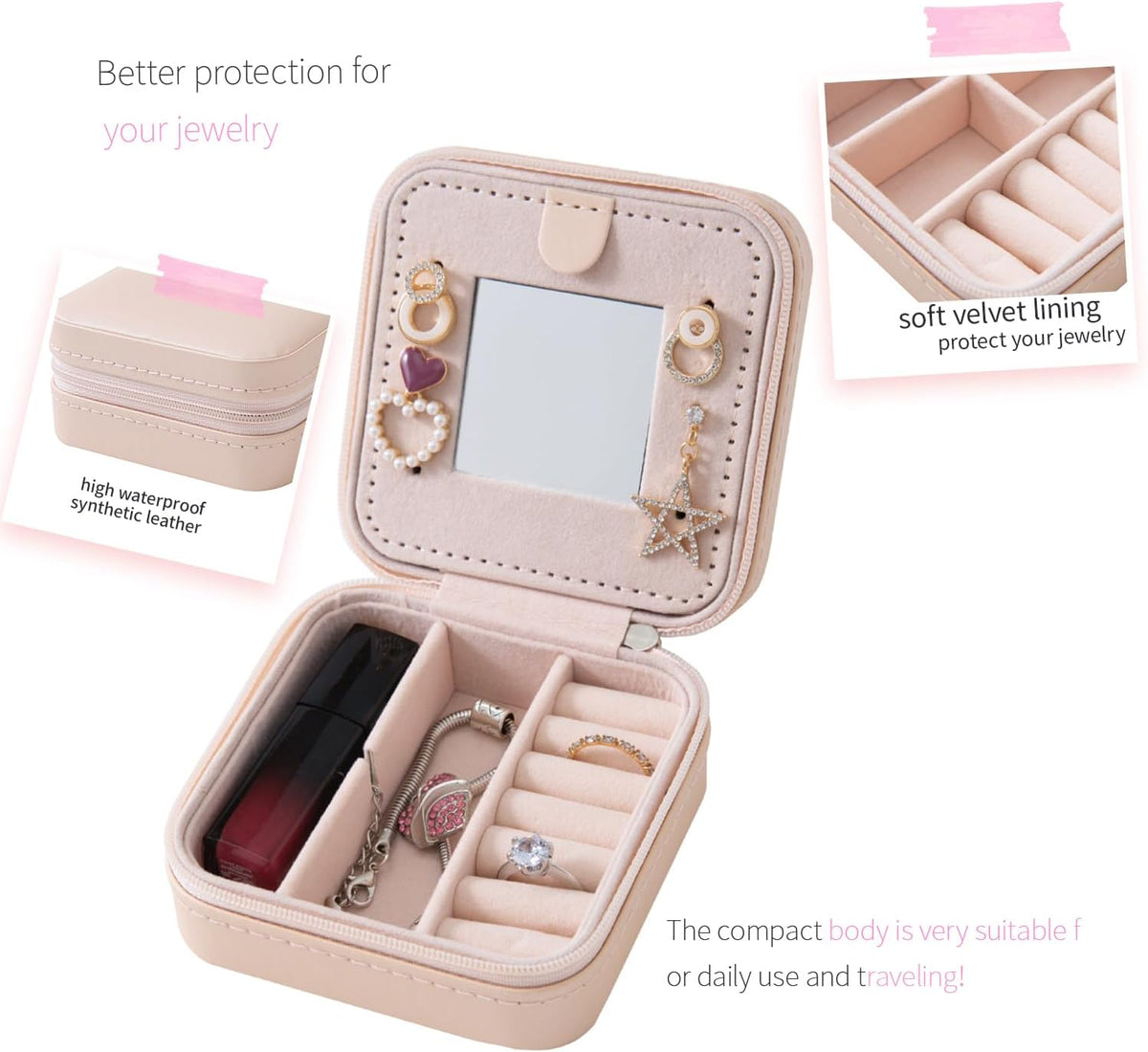 4 divided compartments with 2 removable dividers for flexible storage