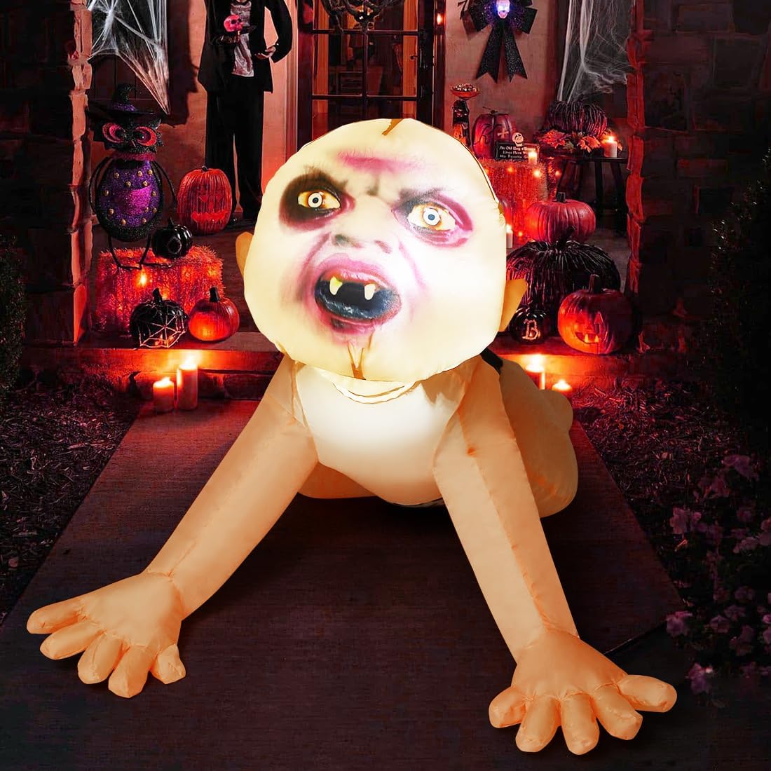 4 ft inflatable zombie figure with crawl-forward pose