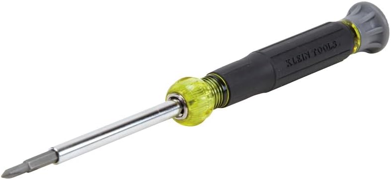 4-in-1 interchangeable shaft with 2 slotted and 2 phillips precision-machined bits
