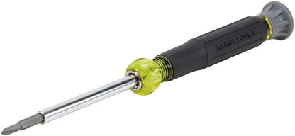 4-in-1 interchangeable shaft with 2 slotted and 2 phillips precision-machined bits