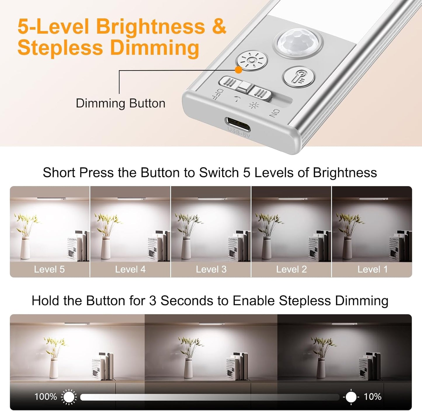 4 lighting modes: off, night sensor, day sensor, always on