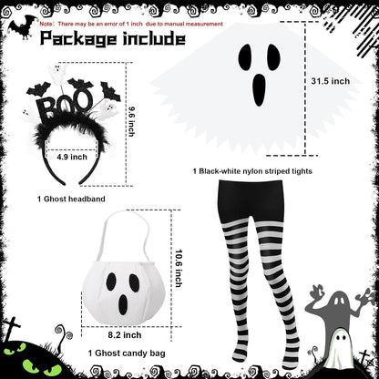 4-piece complete set: costume, bag, headband, stockings
