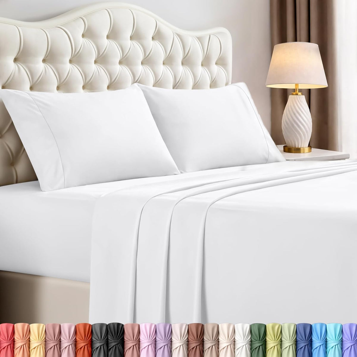 4-piece queen set includes 90x102 flat sheet, 60x80 fitted sheet, and two 20x30 pillowcases
