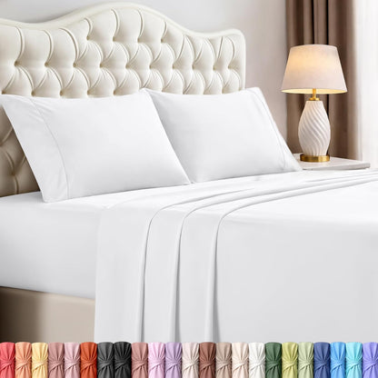 4-piece queen set includes 90x102 flat sheet, 60x80 fitted sheet, and two 20x30 pillowcases