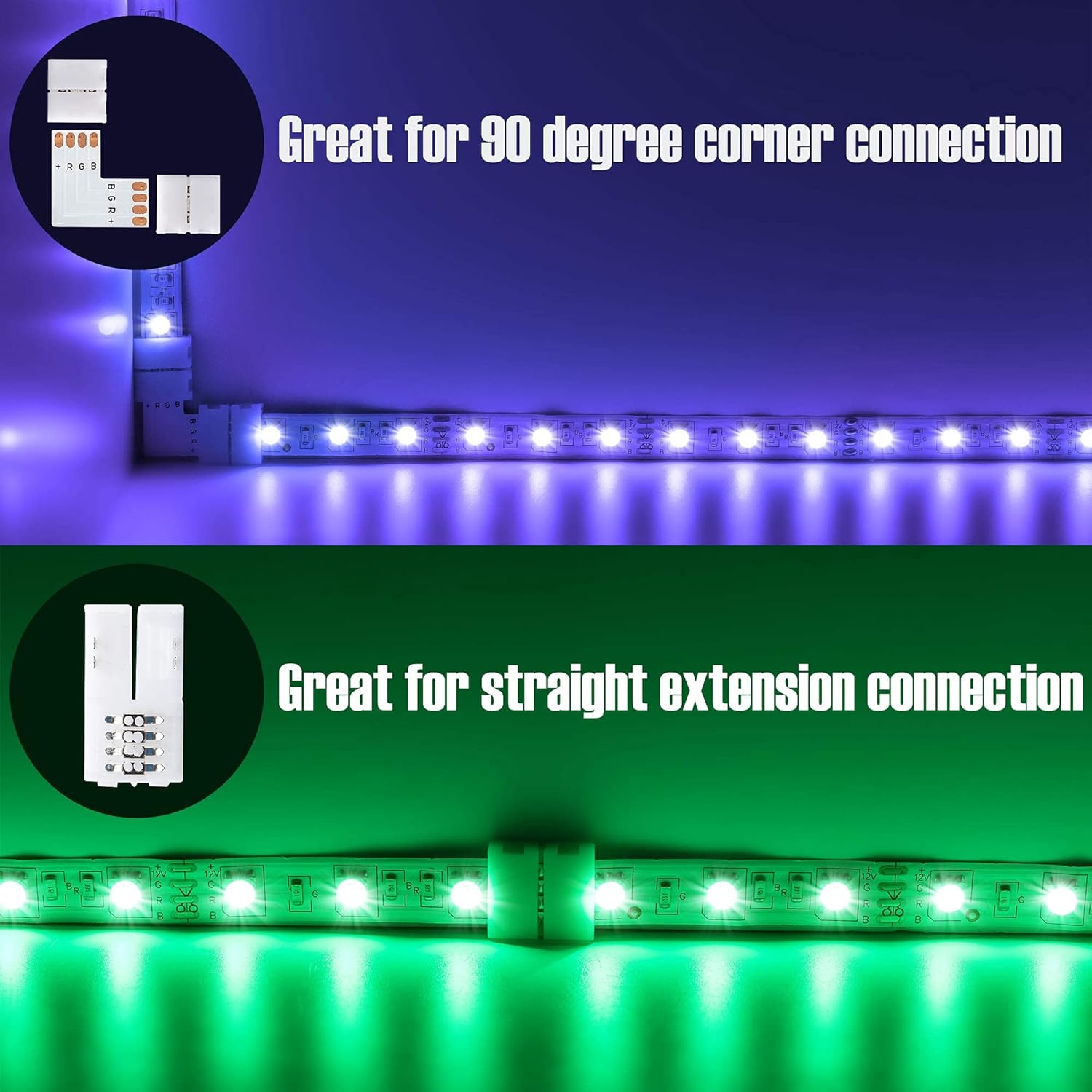 4-pin 10mm width compatibility with smd 3528/5050 rgb multicolor led strips