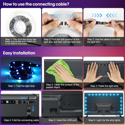 4-pin rgb connection with directional +rgb markings to ensure correct polarity