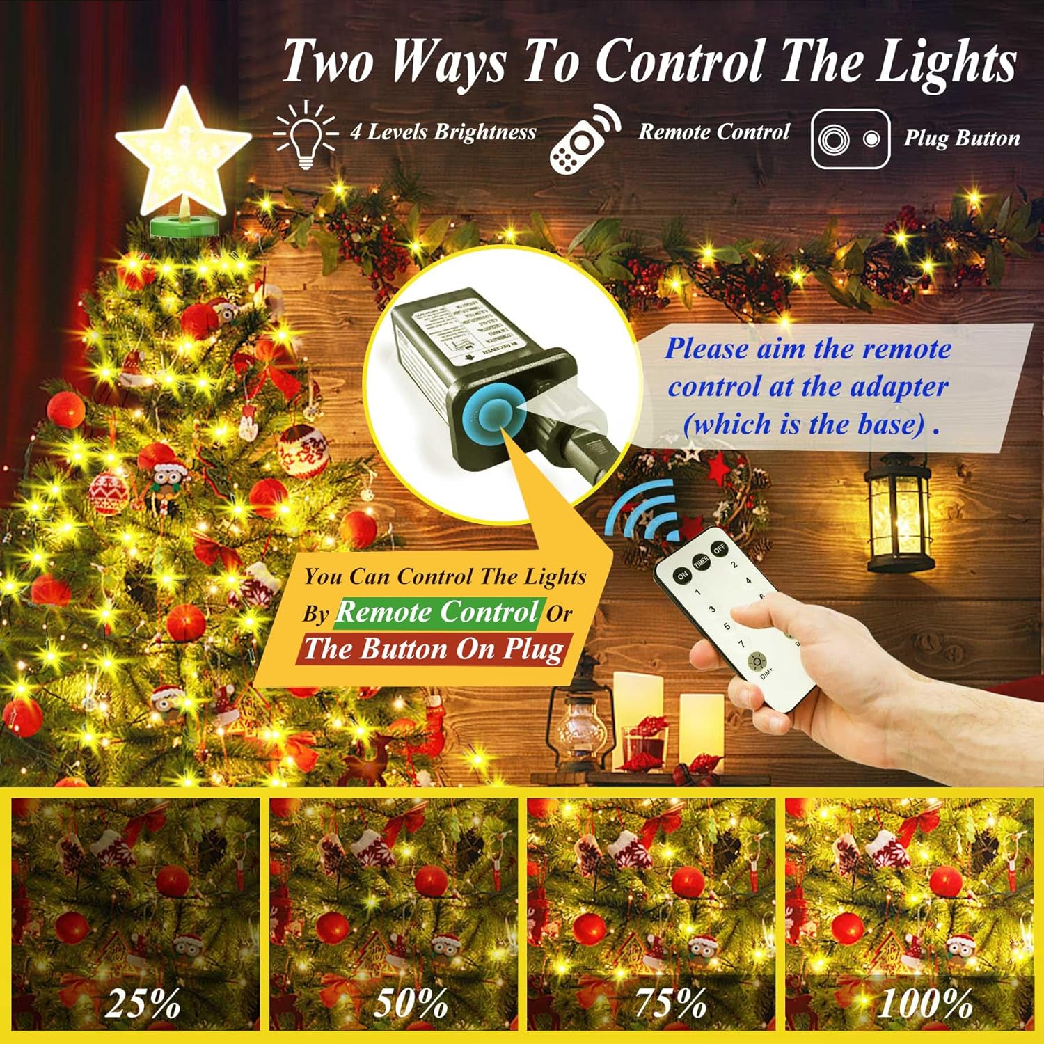 4 selectable brightness levels (25%, 50%, 75%, 100%)