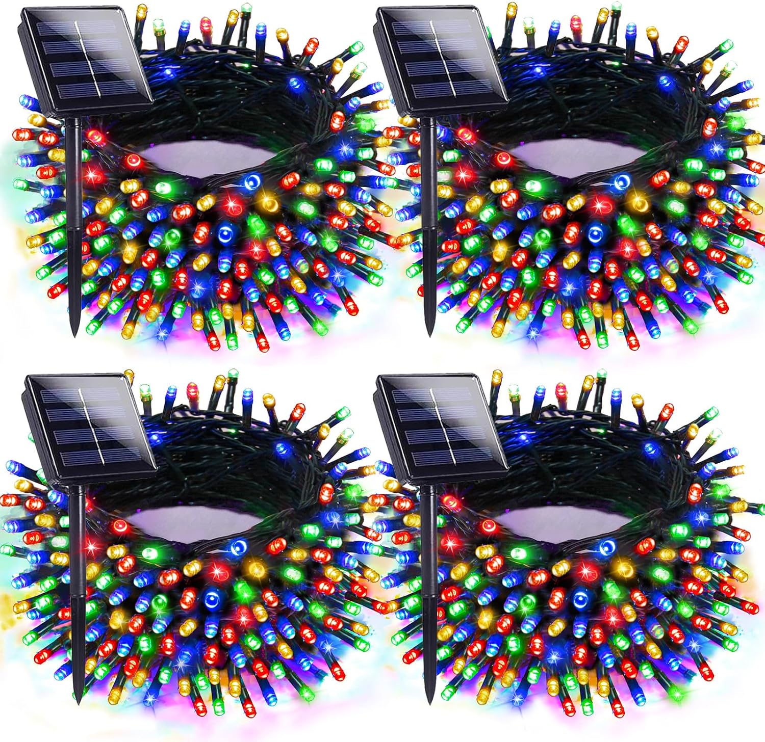 4 strings totaling 132 feet with 400 super-bright multicolor leds on green wire
