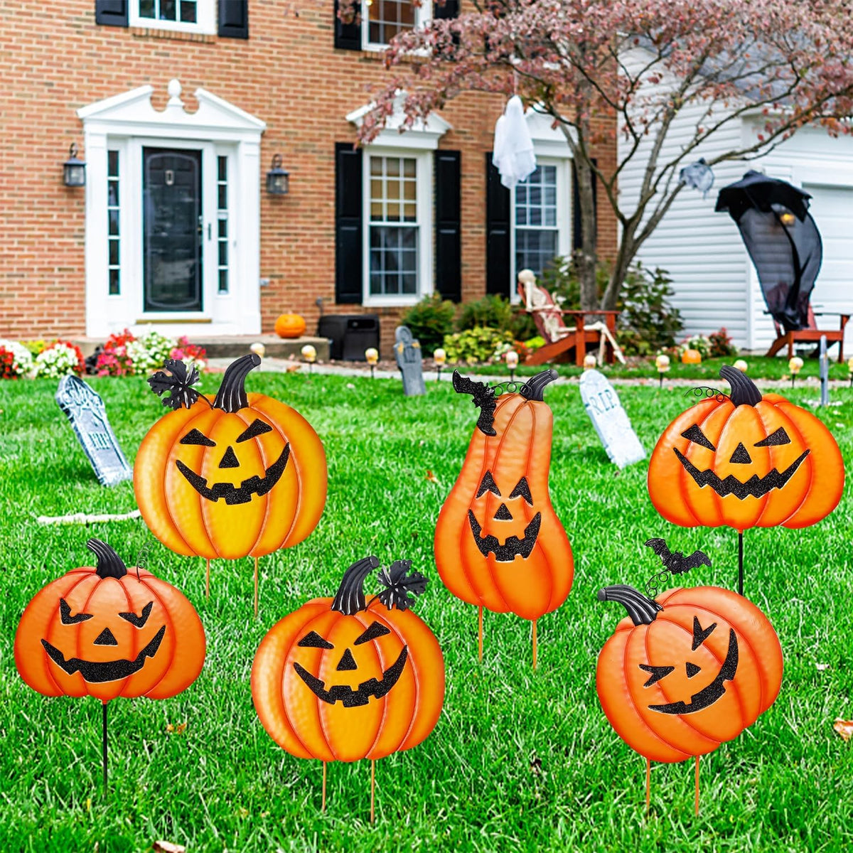 Juegoal Rust-Proof Pumpkin Stakes – Charming Fall Halloween Accent Decor for Bedroom Corner and Mantel Display