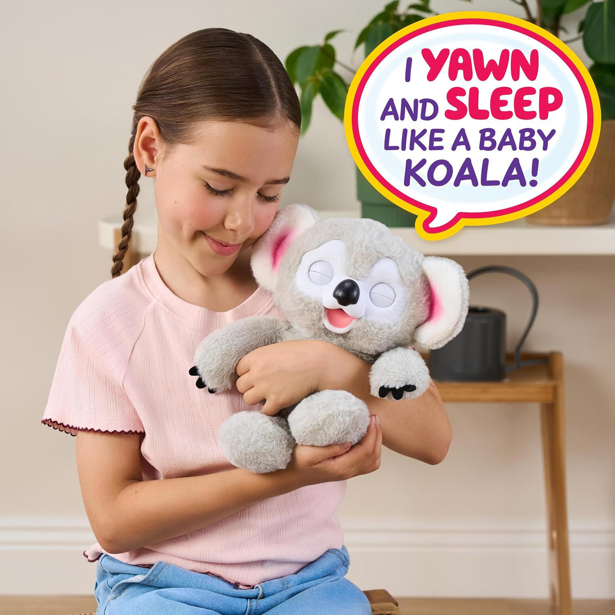 40+ touch-activated sounds and reactions triggered by pats, cuddles, and belly tickles