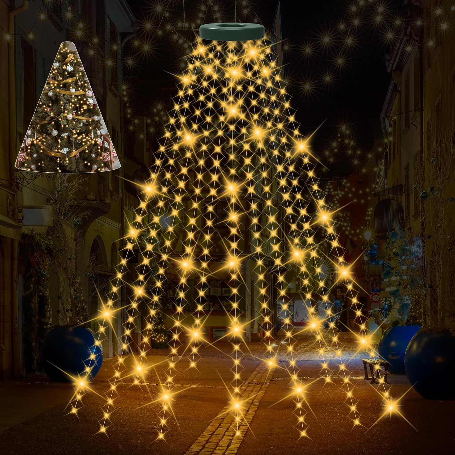 400 led bulbs across 16 hanging string lines covering 8.2ft