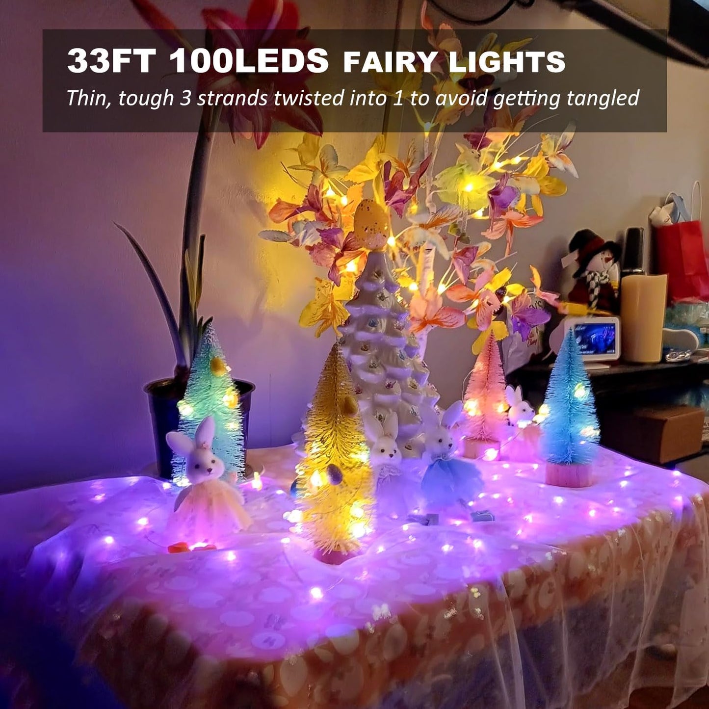 44-key infrared remote control with on/off, 8 lighting modes, 16 color selection, brightness, and timer functions