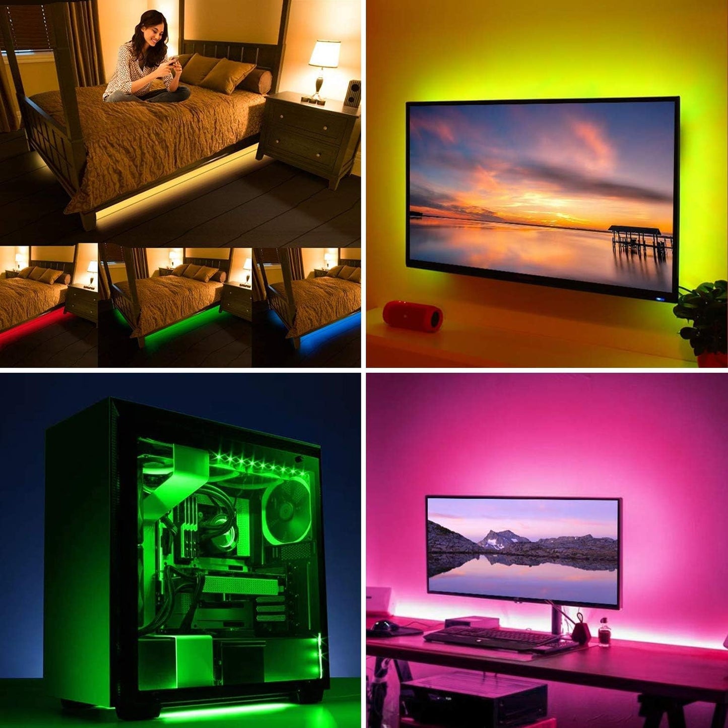 44-key infrared remote with 20 colors, 6 dynamic modes, brightness and speed control, plus 6 diy buttons