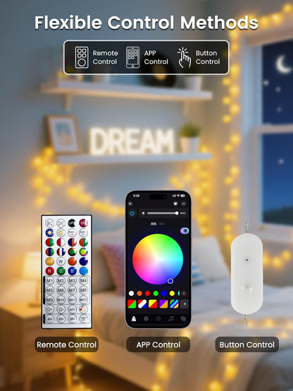 44-key ir remote with dimming, mode selection, and 4/6/8-hour on/off timer
