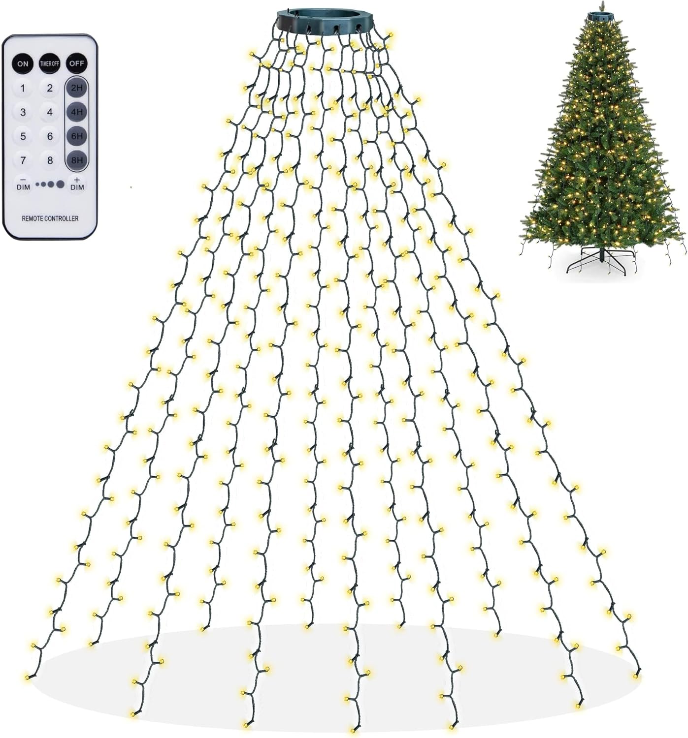 448 total leds arranged in 16 vertical strands of 28 leds each, 8.2 ft drop length